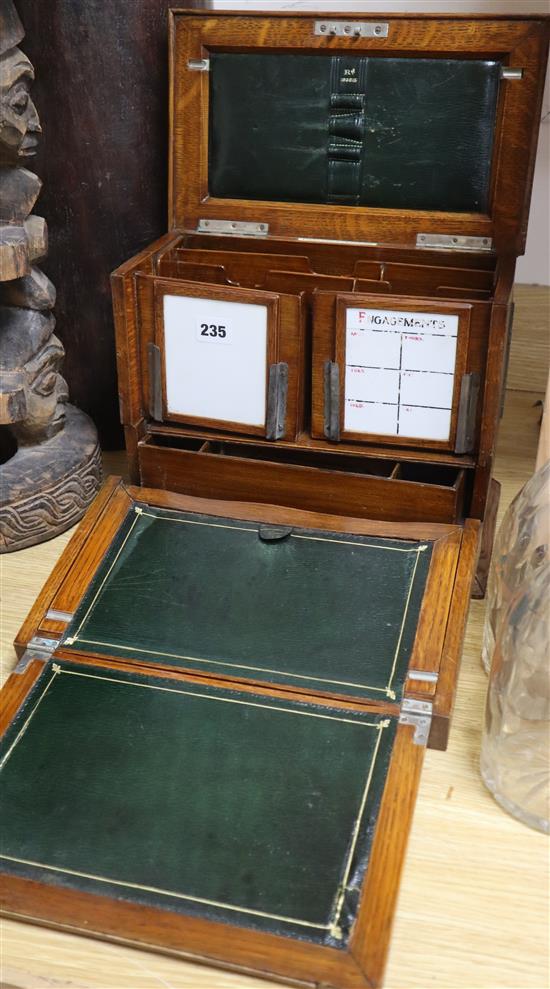 A Victorian oak stationery box